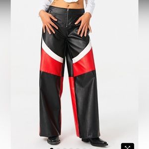 PU leather race pants.. Wide leg